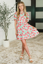 GiGio Wildflower Waltz Gathered Tier Dress in Mint Womens
