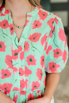 GiGio Wildflower Waltz Gathered Tier Dress in Mint Womens