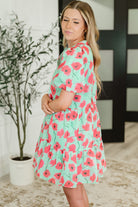 GiGio Wildflower Waltz Gathered Tier Dress in Mint Womens