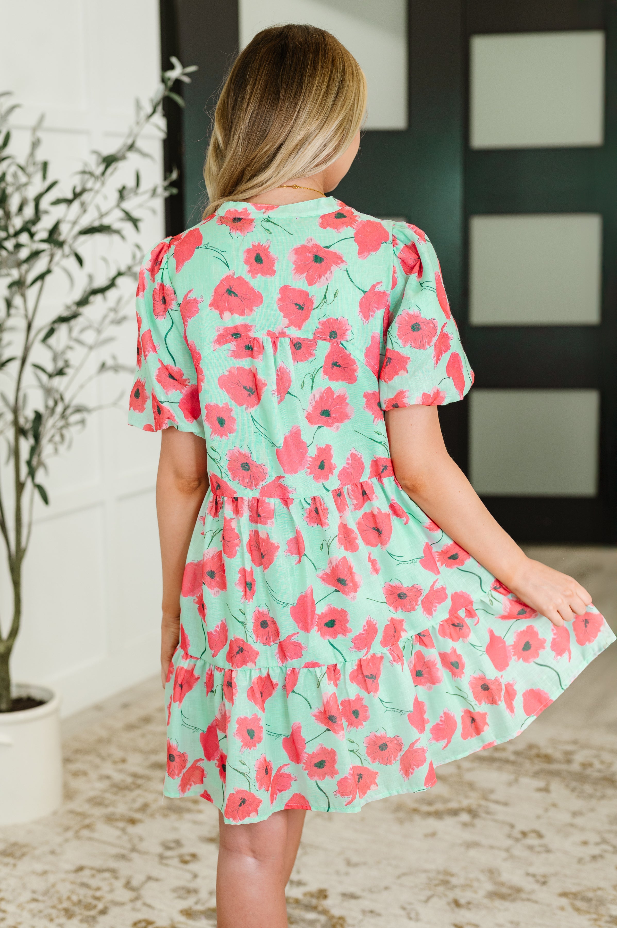 GiGio Wildflower Waltz Gathered Tier Dress in Mint Womens
