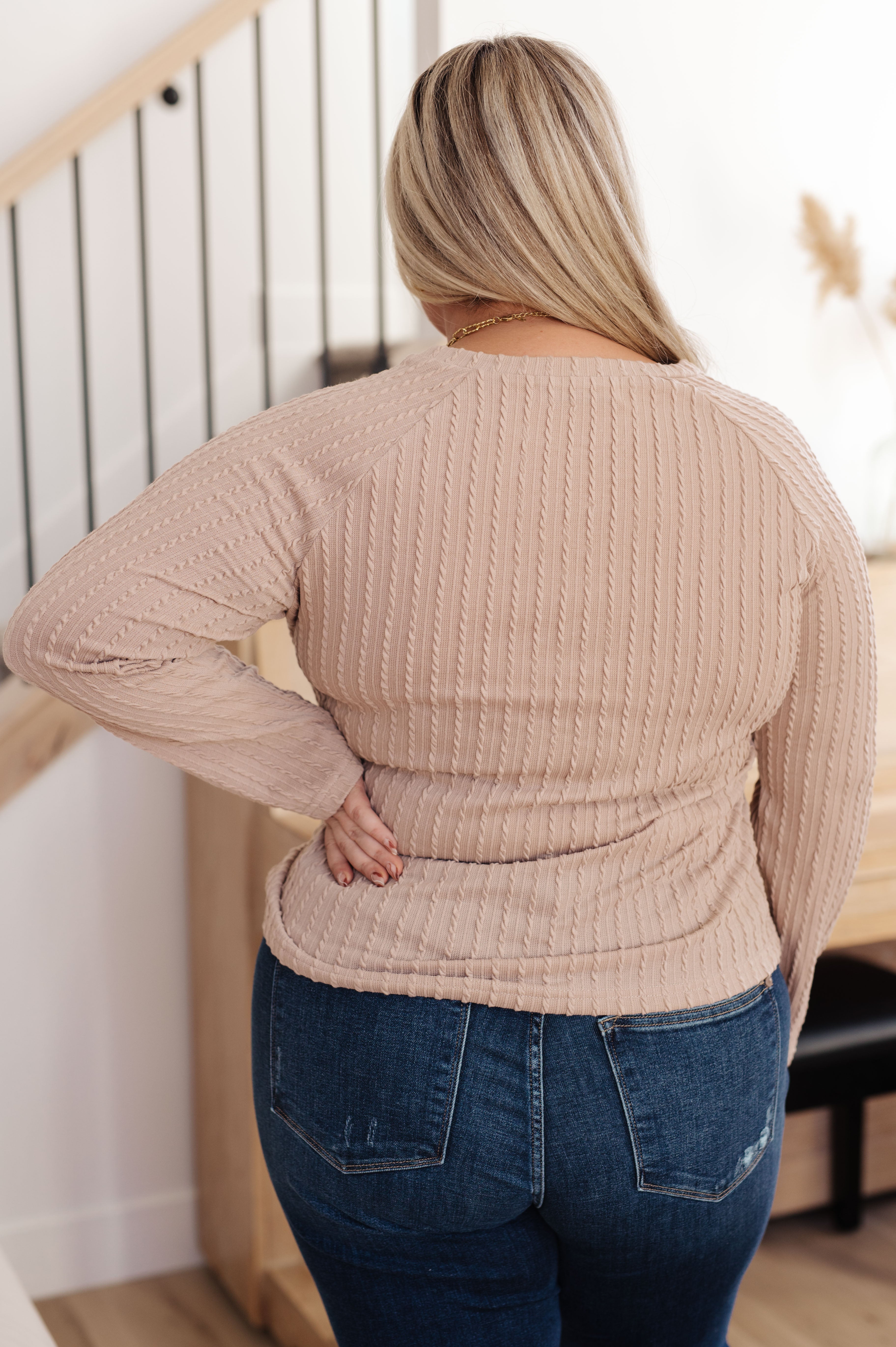 One Eleven North Winding Down Cable Detail Top Tops