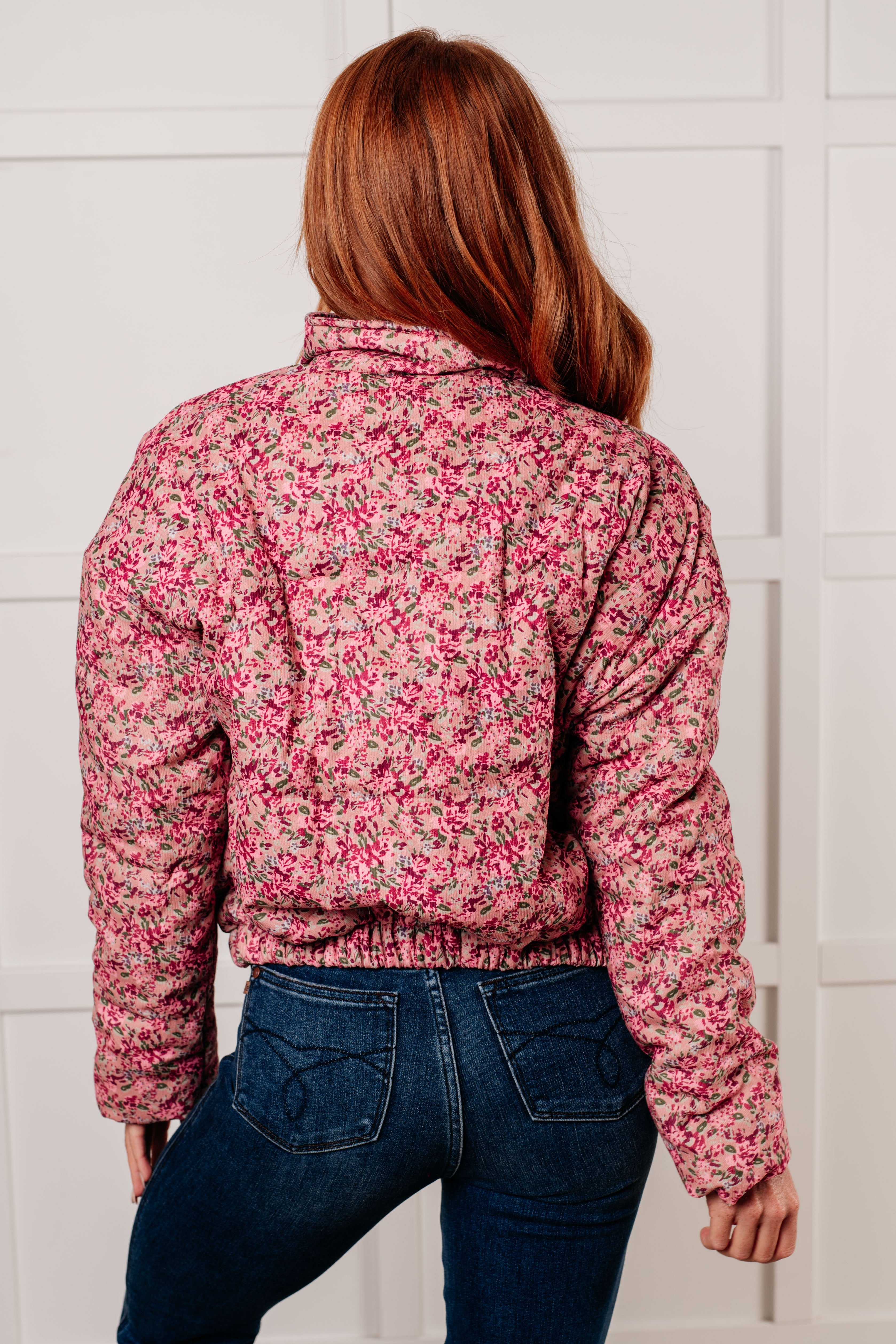 Polagram Wish Me Well Floral Printed Puffer Jacket in Rose Multi Ave Shops