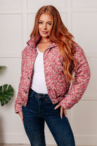 Polagram Wish Me Well Floral Printed Puffer Jacket in Rose Multi Large Ave Shops