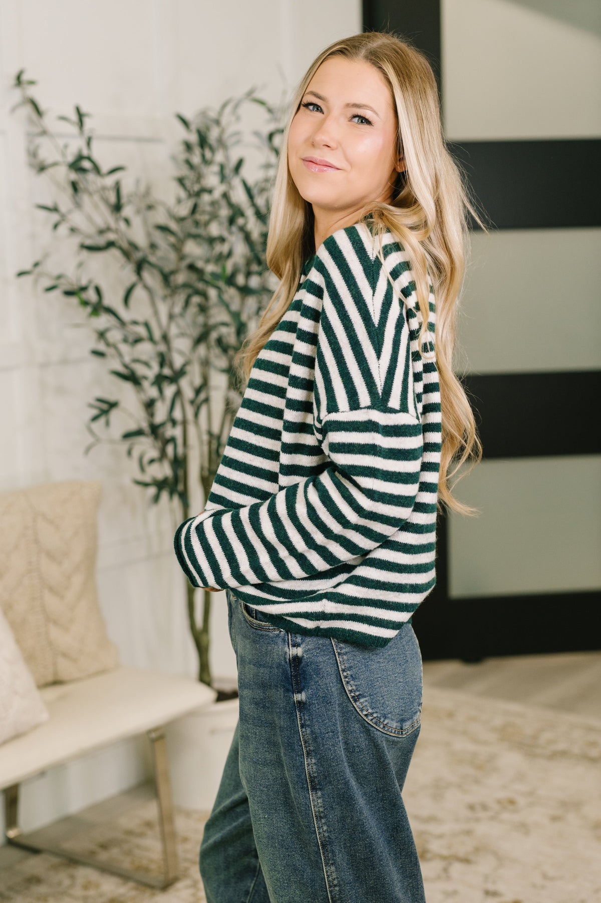 Zenana Won't Be Long Collared Sweater Button Down in Hunter Green Womens