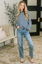 Zenana Won't Be Long Collared Sweater Button Down in Navy Womens