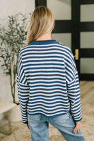 Zenana Won't Be Long Collared Sweater Button Down in Navy Womens