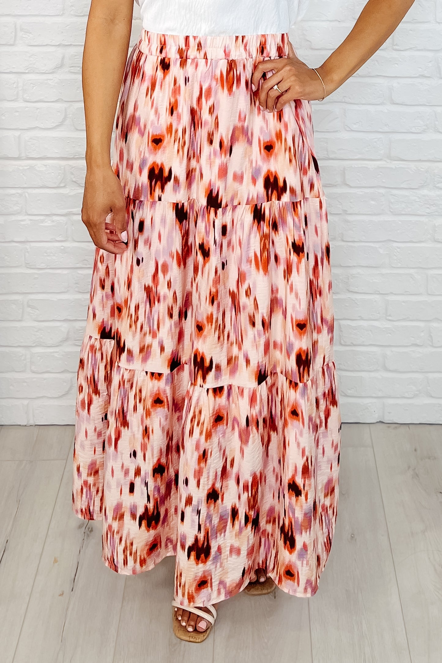 One Eleven North Words Fail Me Watercolor Print Maxi Skirt Womens