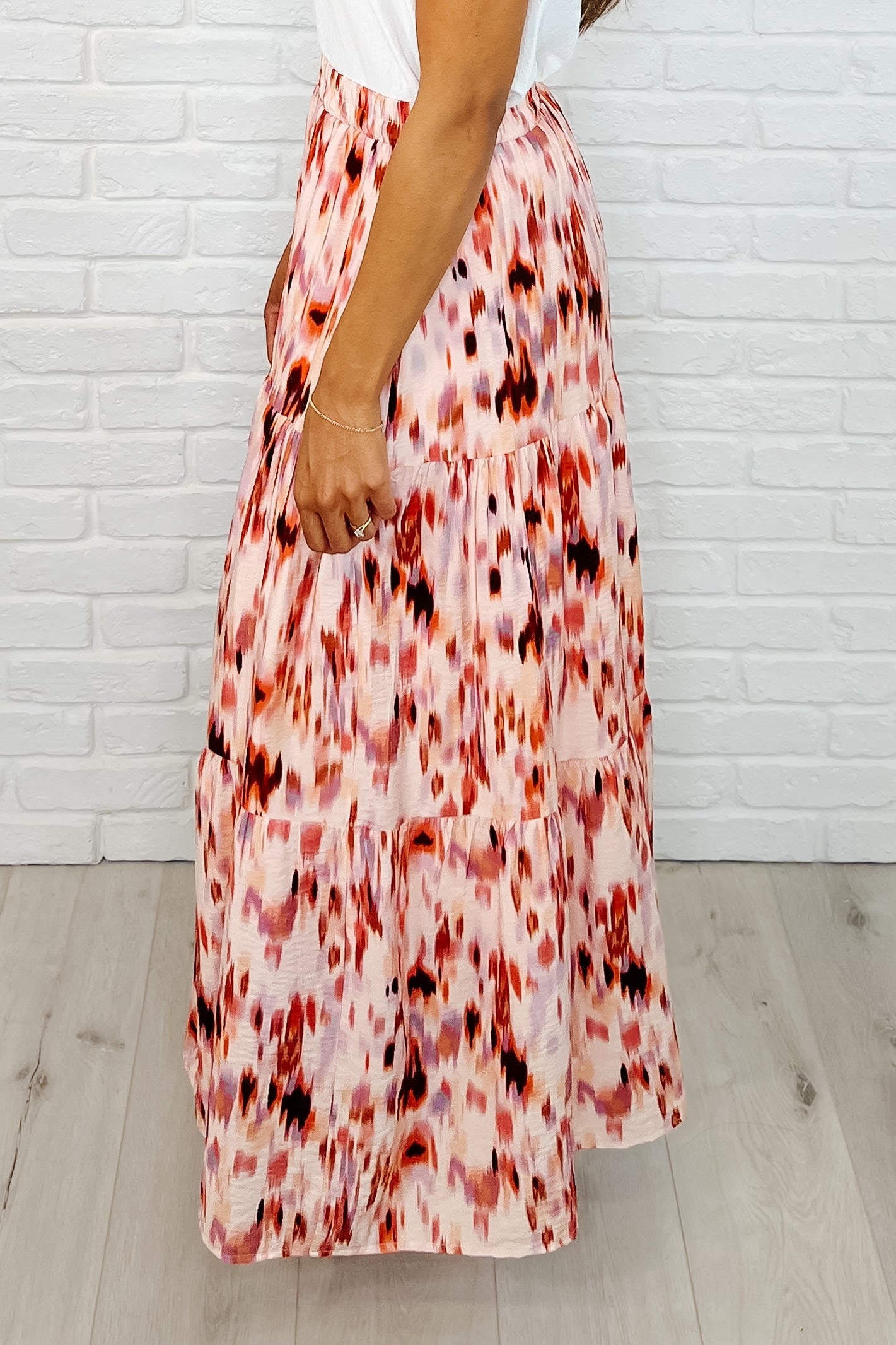 One Eleven North Words Fail Me Watercolor Print Maxi Skirt Womens