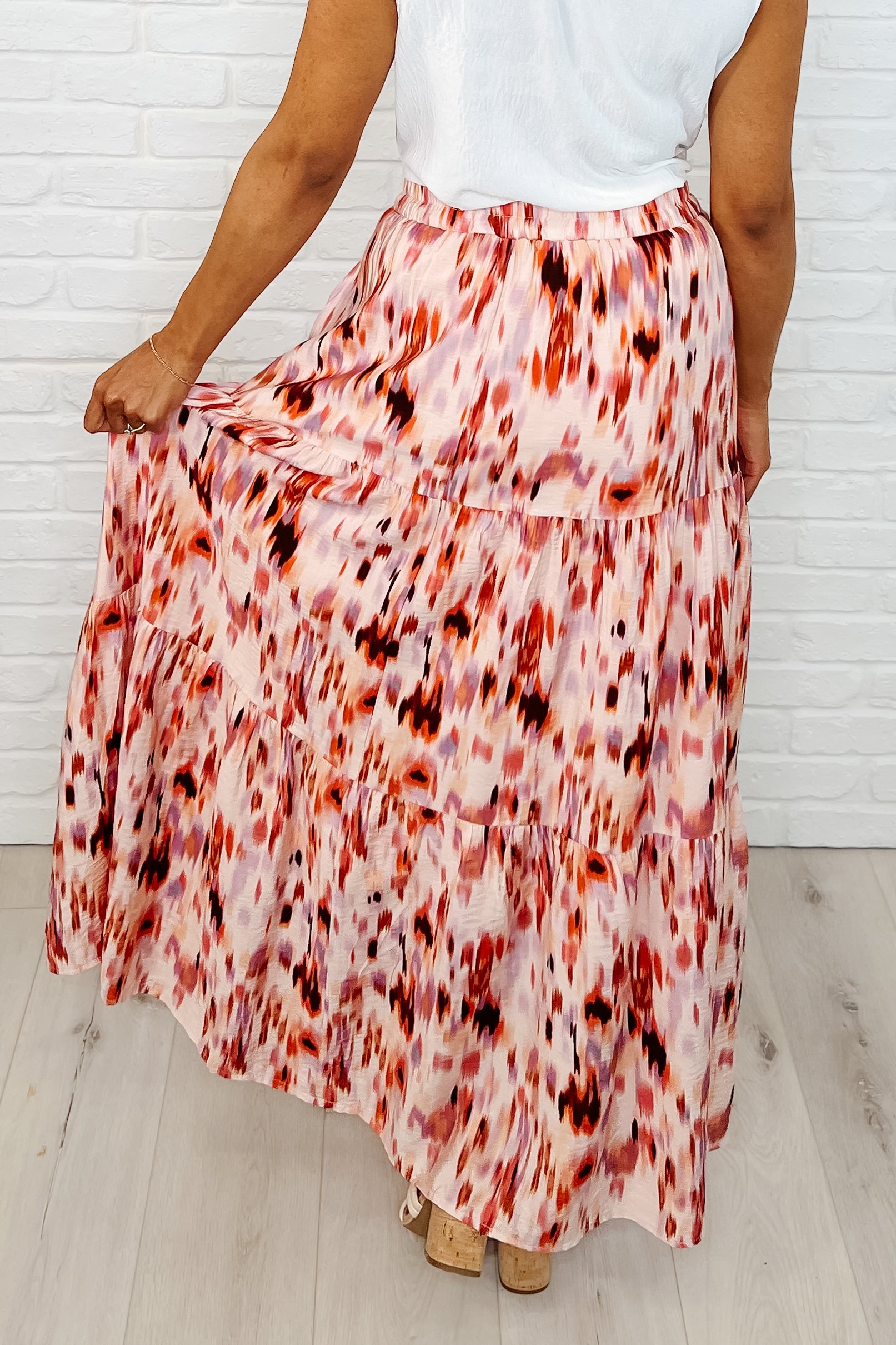 One Eleven North Words Fail Me Watercolor Print Maxi Skirt Womens