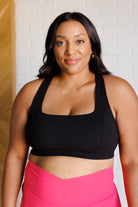 Rae Mode Working Out My Ego Cross Back Sports Bra in Black Athleisure