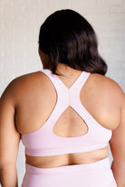 Rae Mode Working Out My Ego Cross Back Sports Bra in Mauve Peony Athleisure