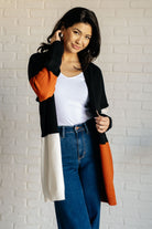 One Eleven North Writer's Block Color Block Open Front Cardigan With Shawl Neckline Layers