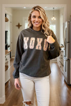 XOXO Faux Glitter Graphic Sweatshirt clothing