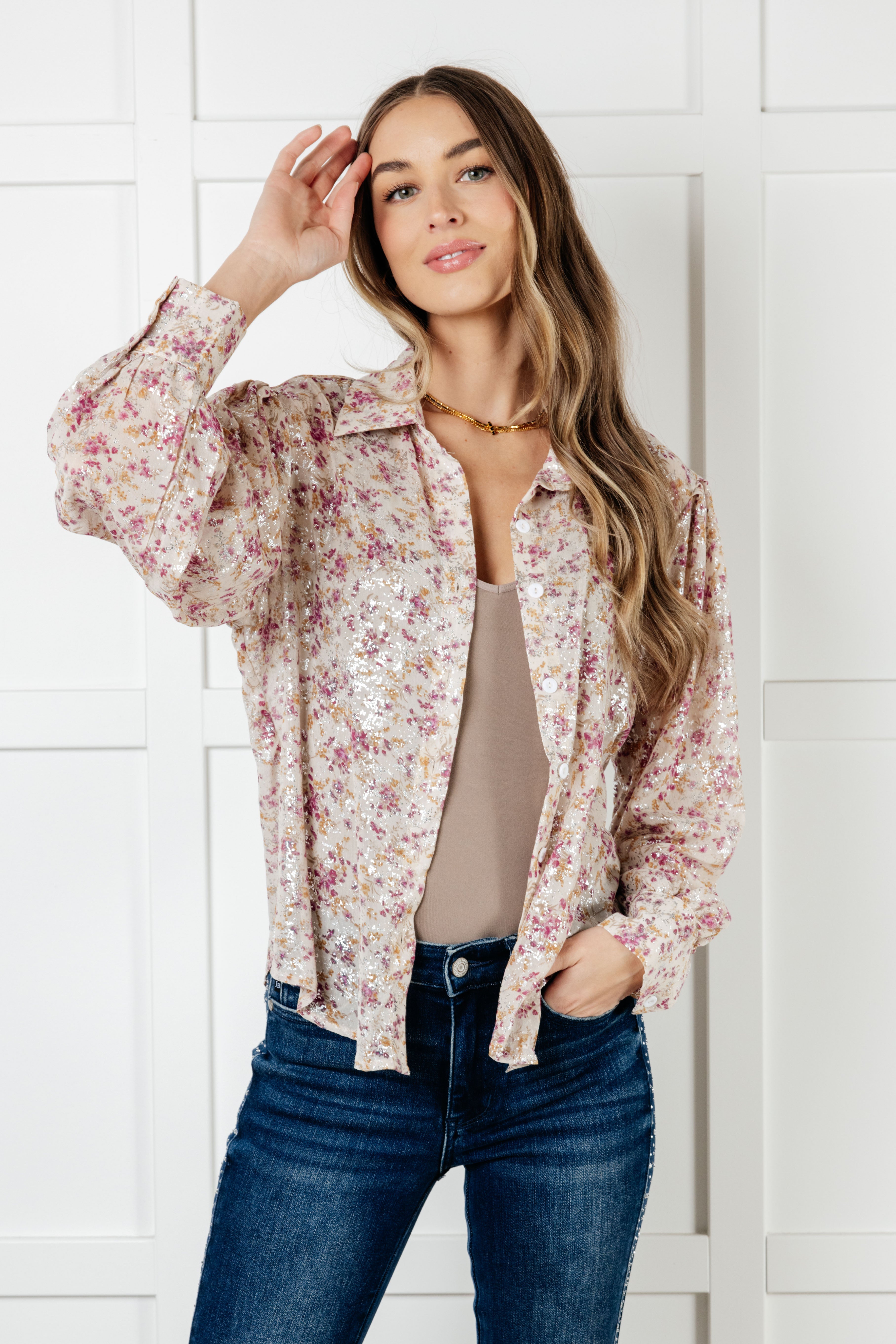 One Eleven North You and I Connect Floral Button Up Blouse Blouses