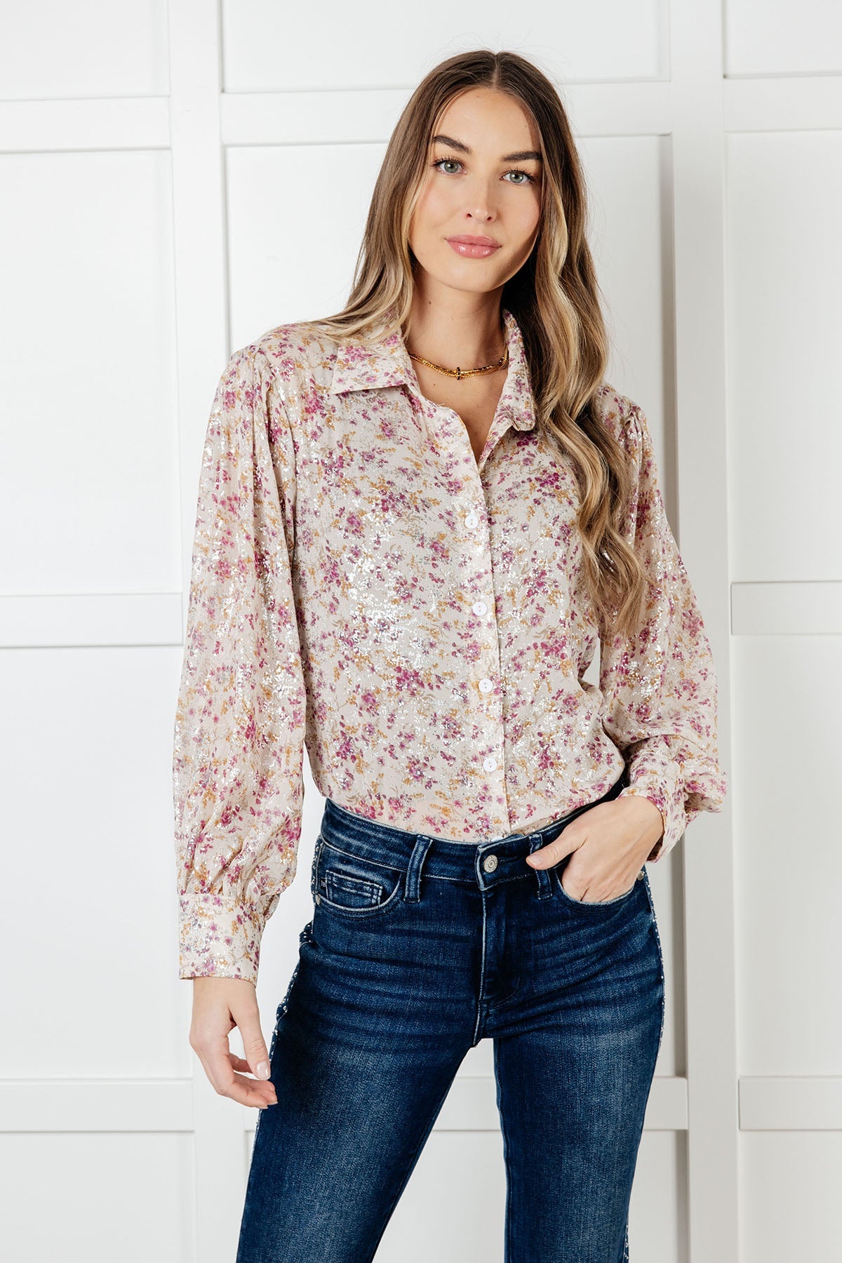 One Eleven North You and I Connect Floral Button Up Blouse Blouses