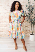 Lime N Chili Young, Wild & Free Round Neck Watercolor Dress Dresses