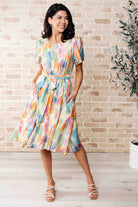 Lime N Chili Young, Wild & Free Round Neck Watercolor Dress Dresses