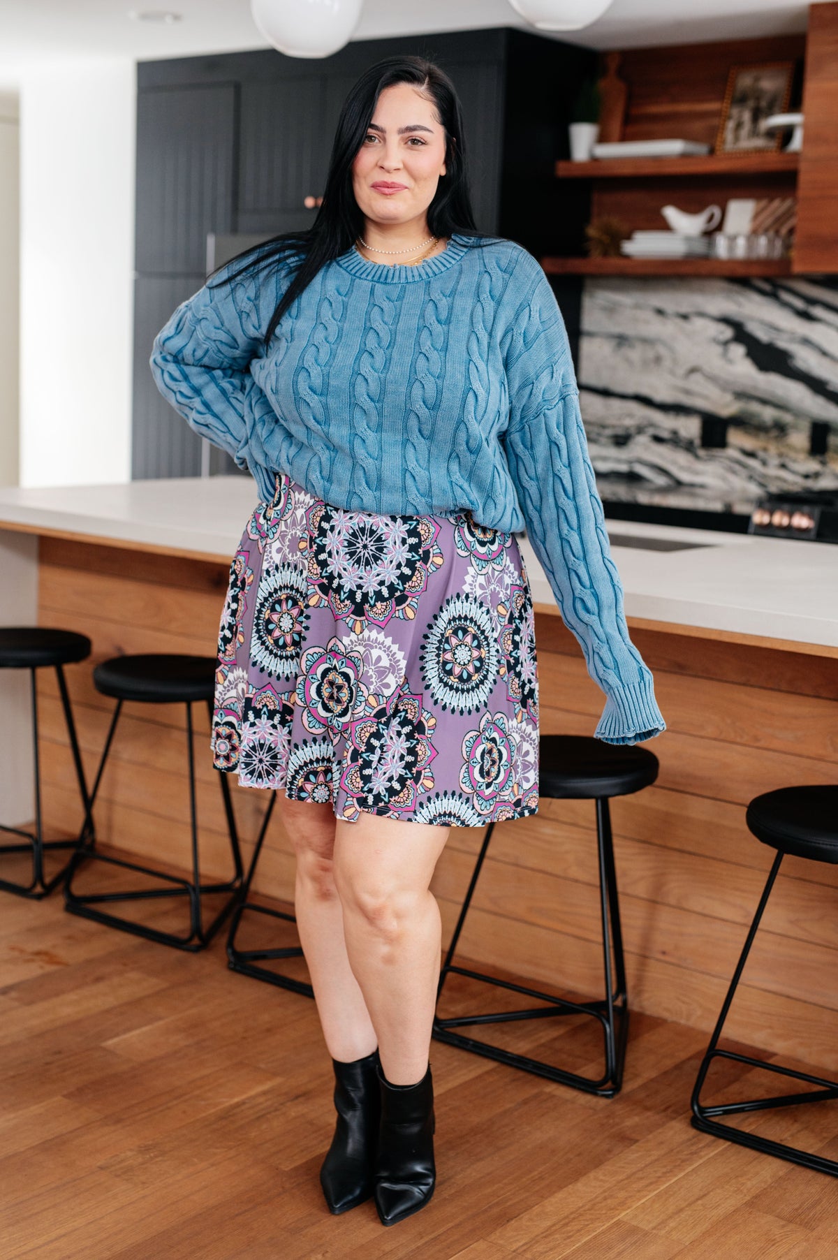 7th Ray In the Right Direction Cable Knit Sweater Tops