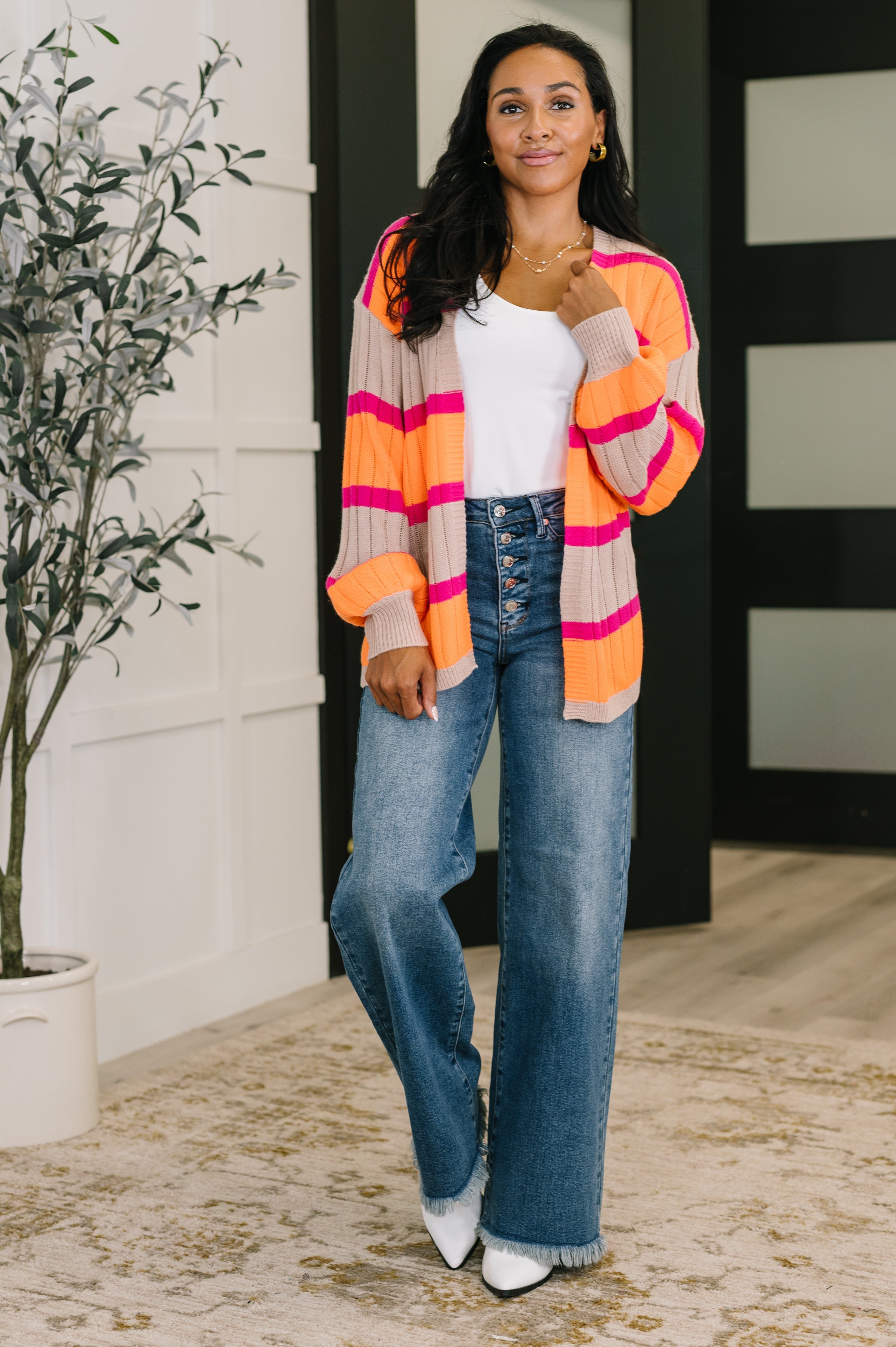 Your Opinion Matters Striped Cardigan Womens