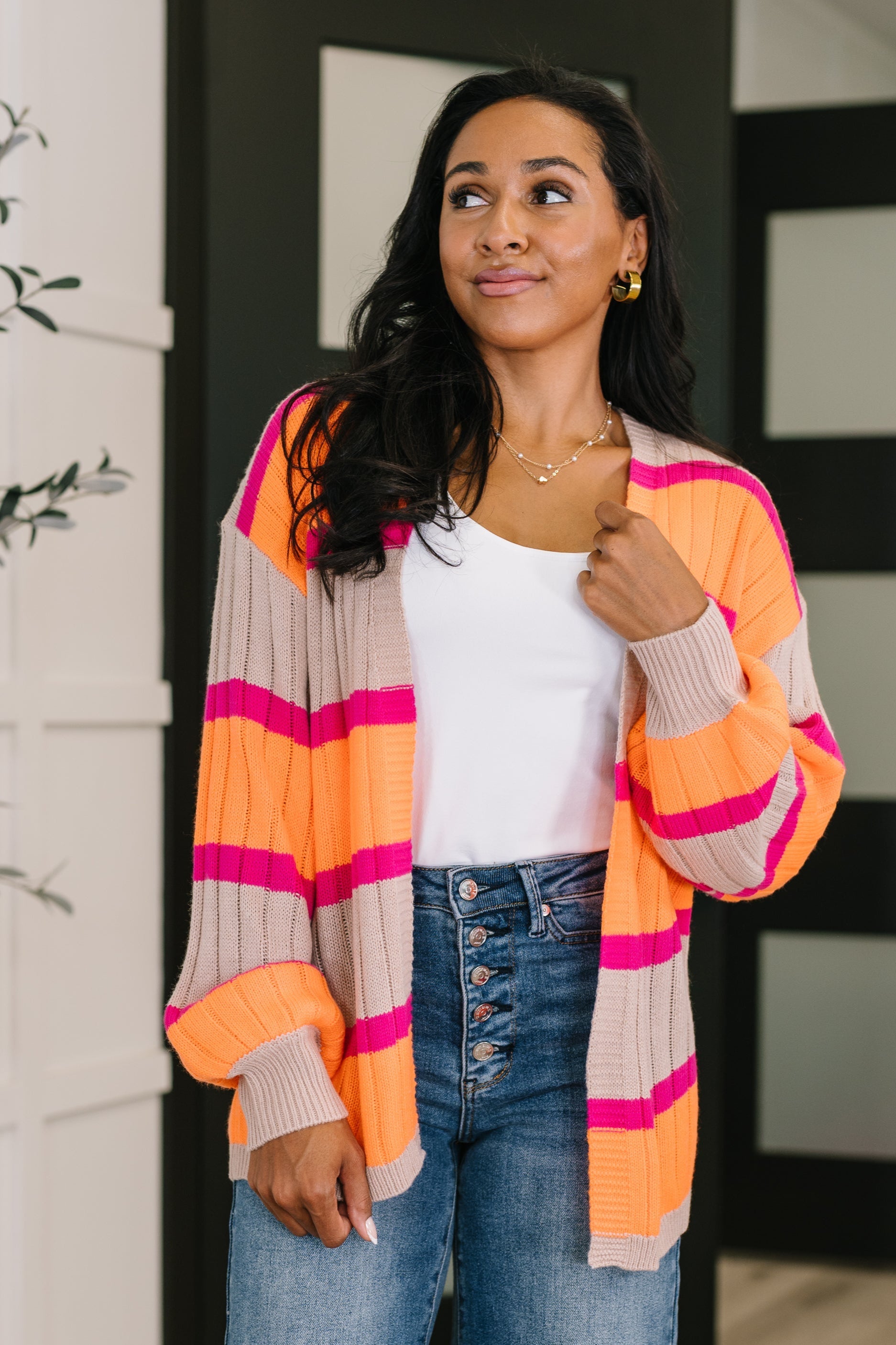 Your Opinion Matters Striped Cardigan Womens