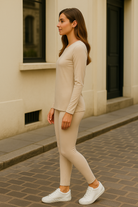 Zenana Ash Mocha Microfiber Round Neck Top and Leggings Set