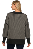 Zenana Black Exposed Seam Two Tone Ribbed Sweater