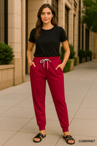 Zenana Cabernet Drawstring Center Seam Scuba Jogger Sweatpants with Pockets CABERNET