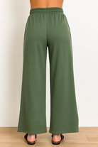 Zenana Dark Forest Scuba Drawstring Wide Leg Pants