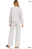 Zenana Heather Gray Scuba Crewneck Pullover and Pants Set