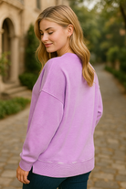 Zenana Lavender Acid Washed Double Ribbed Hi-low Sweatshirt