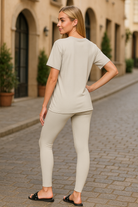 Zenana Light Cement Brushed Dty Microfiber Short Sleeve Top and Pants Loungewear Set