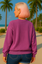 Zenana Light Plum French Terry Pigment Dye Round-neck Sweatshirt