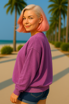 Zenana Light Plum French Terry Pigment Dye Round-neck Sweatshirt LT PLUM