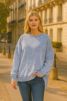 Zenana Marlin Acid Washed Double Ribbed Hi-low Sweatshirt MARLIN