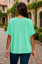 Zenana Mint Oversized Slub Hacci Top with Pocket