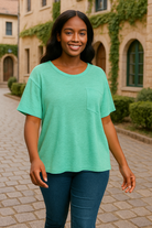 Zenana Mint Oversized Slub Hacci Top with Pocket