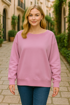 Zenana Mauve Fleece Boat Neck Sweatshirt MAUVE