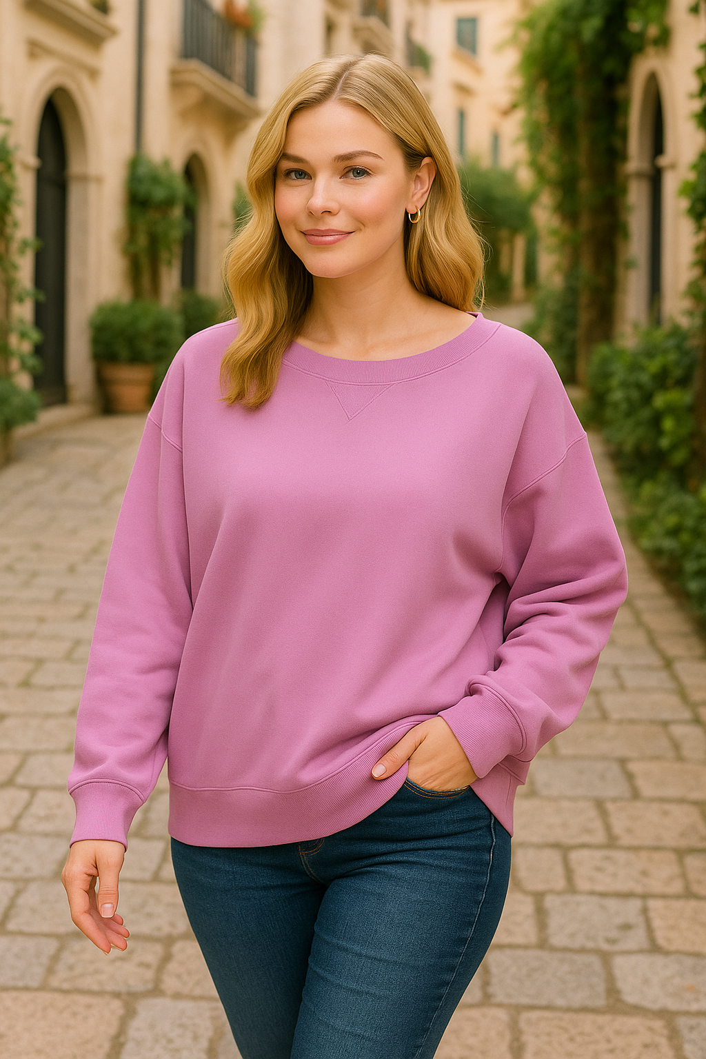 Zenana Mauve Fleece Boat Neck Sweatshirt