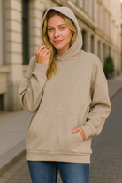 Zenana Ash Mocha Oversized Scuba Hoodie with Kangaroo Pocket ASH MOCHA