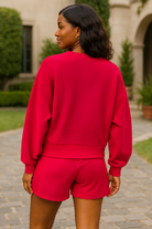 Zenana Ruby Ribbed Round Neck Pullover and Shorts Set