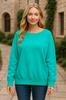 Zenana Turquoise Fleece Boat Neck Sweatshirt