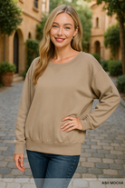 Zenana Ash Mocha Fleece Boat Neck Sweatshirt