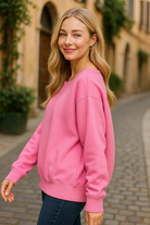 Zenana Candy Pink Fleece Boat Neck Sweatshirt