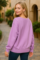 Zenana Bright Lavender Fleece Boat Neck Sweatshirt