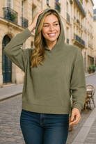 Zenana Olive Ribbed Long Sleeve Hoodie DK OLIVE