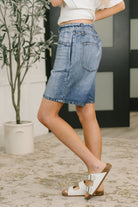 Dear Scarlett Zenim Printed High Waisted Shorts in Classic Denim Womens
