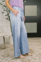 Dear Scarlett Zenim Printed Wide Leg Bottoms in Light Wash Womens