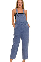 Zenana Blackberry Washed Knot Strap Relaxed Fit Overalls BLACKBERRY