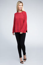 Zenana Raglan Chenille Long Sleeve Sweater ZENANA