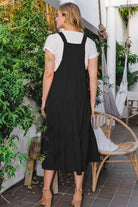 ODDI Black Overall Sleeveless Tiered Midi Dress Trendsi